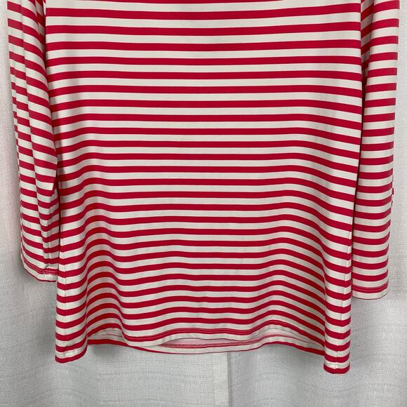 J.McLaughlin Catalina Cloth Red&White Stripe 3/4 Sleeve Wavesong Top Sz.M - Picture 8 of 13